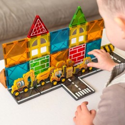 Woopie Zestaw Klocków Magnetycznych z Pojazdami Budowlanymi