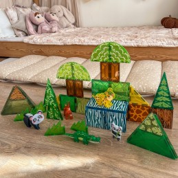 WOOPIE Klocki Magnetyczne Konstrukcyjne 3D Zestaw Edukacyjny Rzadkie Zwierzęta 45el.