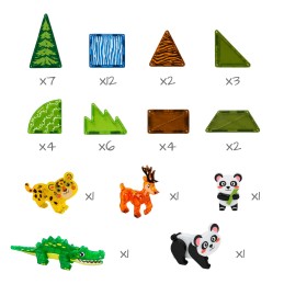 WOOPIE Klocki Magnetyczne Konstrukcyjne 3D Zestaw Edukacyjny Rzadkie Zwierzęta 45el.