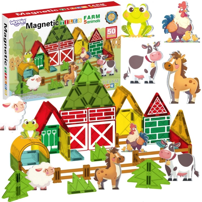 WOOPIE Magnetyczne Klocki Konstrukcyjne 7,5 cm Farma 50 el.