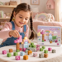 Woopie Klocki Magnetyczne Kostki 48 el Montessori Edukacyjna Układanka 3D
