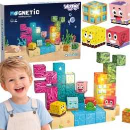Woopie Klocki Magnetyczne Kostki 54 el Montessori Ocean Układanka Gra 3D
