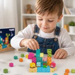 Woopie Klocki Magnetyczne Kostki 54 el Montessori Ocean Układanka Gra 3D