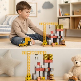 WOOPIE Klocki Magnetyczne 165el Kostki Budowa Dźwig Koparka Prezent 3D