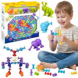 WOOPIE Klocki Przyssawki Zwariowane Zwierzaki 3D – Edukacyjny Zestaw Konstrukcyjny