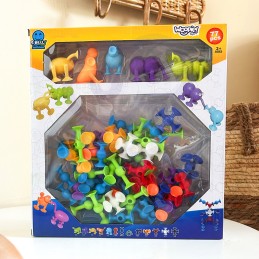 WOOPIE Klocki Przyssawki Zwariowane Zwierzaki 3D – Edukacyjny Zestaw Konstrukcyjny