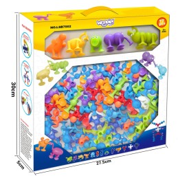 WOOPIE Klocki Przyssawki Zwariowane Zwierzaki 3D – Edukacyjny Zestaw Konstrukcyjny