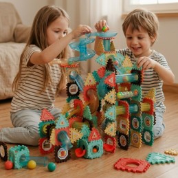 WOOPIE Klocki Konstrukcyjne 3D Zestaw Edukacyjny Tor Kulkowy 228el.