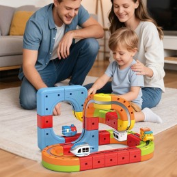 WOOPIE Magiczna Kolejka Kostkowa Klocki Konstrukcyjne Tor Antygrawitacyjny Magnetyczny 32el.