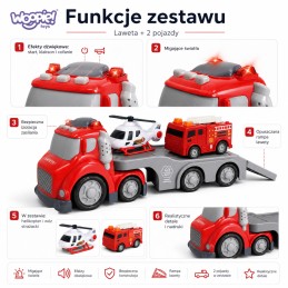 WOOPIE Czerwona Laweta Straży Pożarnej City Truck Efekty Dźwiękowe i Świetlne