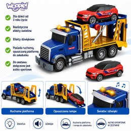 WOOPIE Laweta Ciężarówka Transporter Z Autkiem Światło Dźwięk Skala 1:14