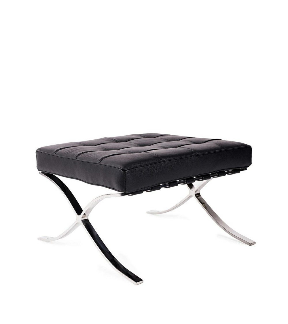 Podnóżek BARCELON czarny - włoska skóra naturalna, stal