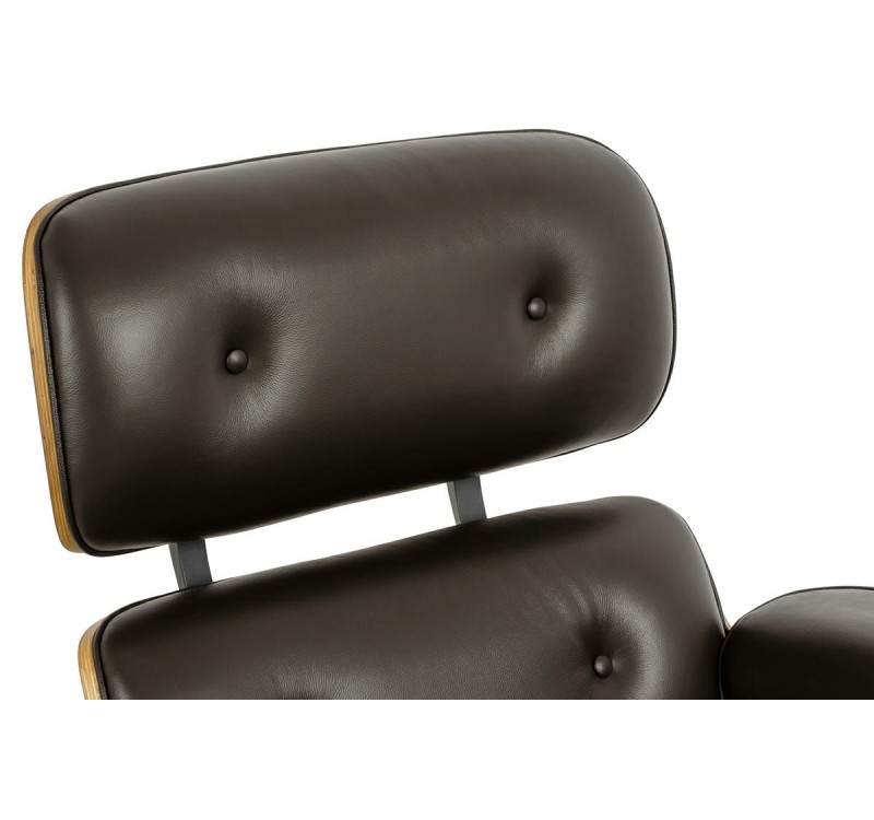 Fotel LOUNGE HM brązowy / orzech z podnóżkiem