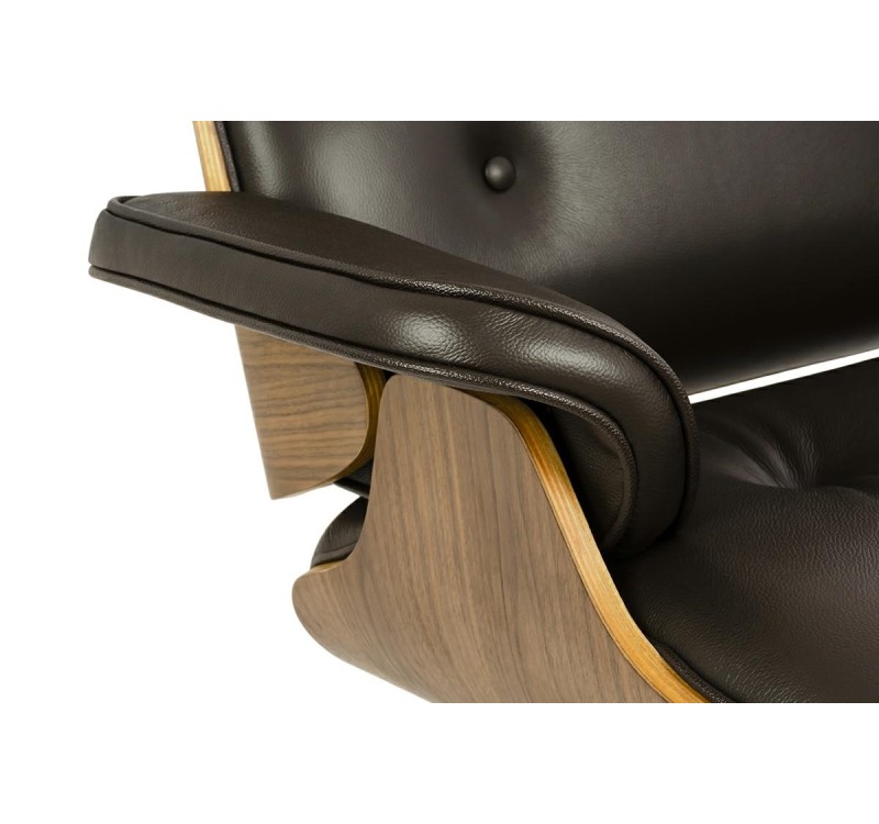 Fotel LOUNGE HM brązowy / orzech z podnóżkiem