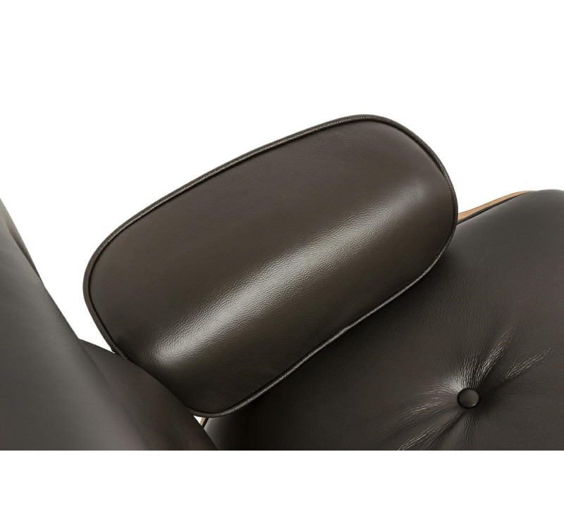 Fotel LOUNGE HM brązowy / orzech z podnóżkiem