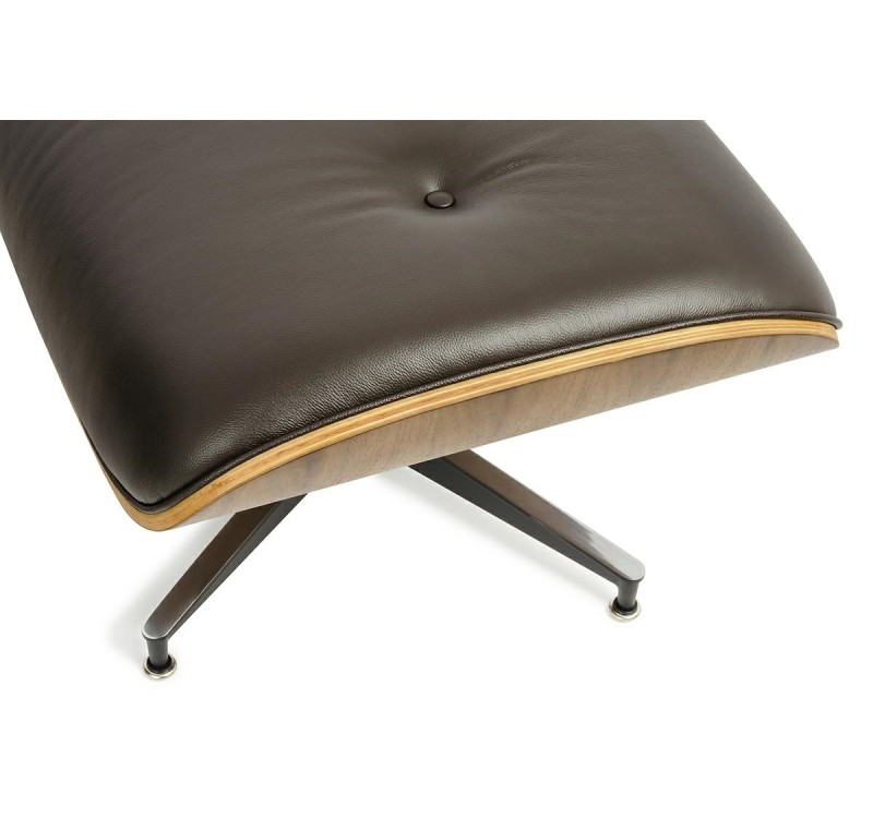 Fotel LOUNGE HM brązowy / orzech z podnóżkiem