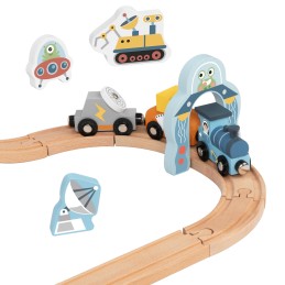 TOOKY TOY Drewniana Kolejka Kosmiczna Zestaw Tory
