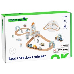 TOOKY TOY Drewniana Kolejka Kosmiczna Zestaw Tory
