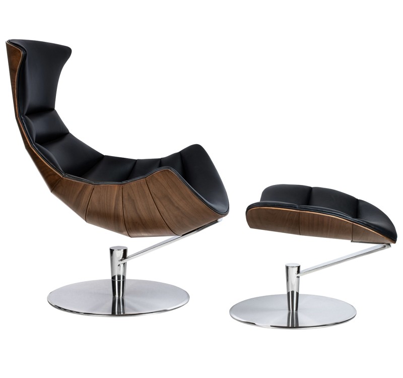 Fotel HOMMER z podnóżkiem czarny