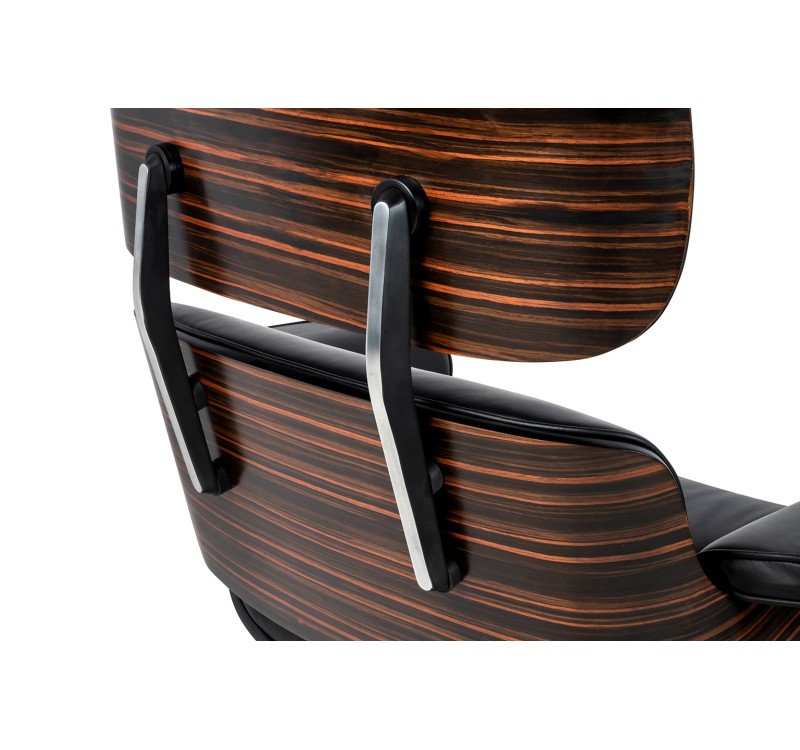 Fotel LOUNGE HM czarny / heban z podnóżkiem