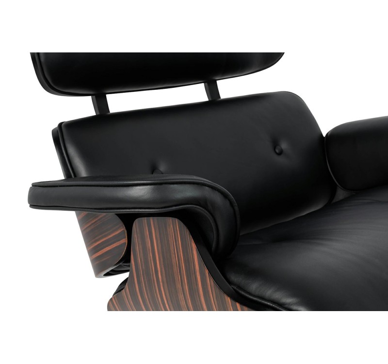 Fotel LOUNGE HM czarny / heban z podnóżkiem