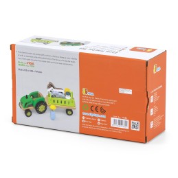 Viga Drewniany Traktor z Przyczepą Figurki Zwierząt Farma Zestaw Edukacyjny