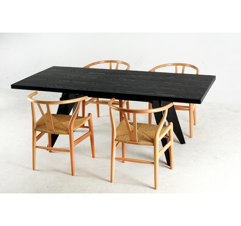 Krzesło WISHBONE natural - drewno bukowe, naturalne włókno