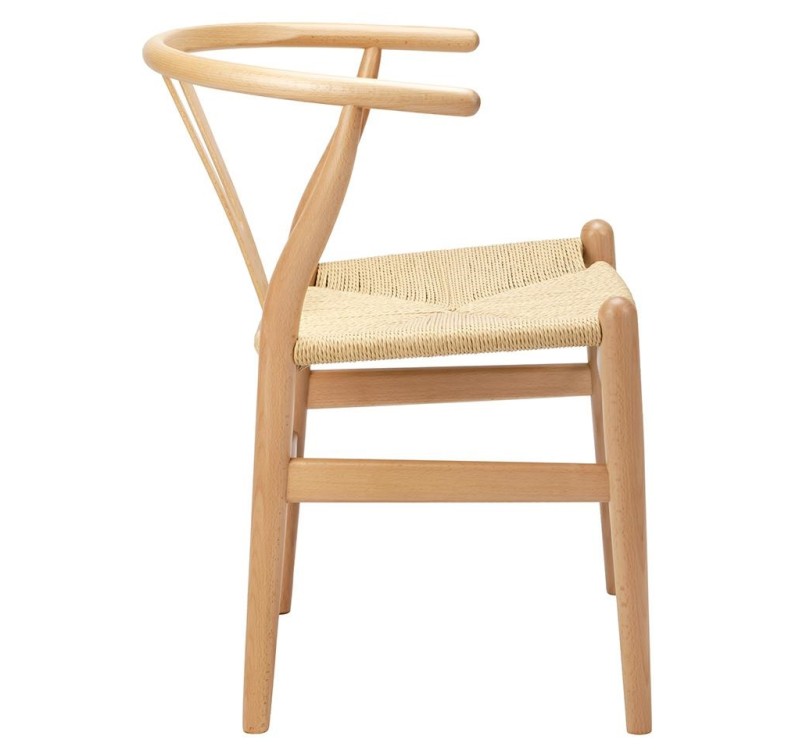 Krzesło WISHBONE natural - drewno bukowe, naturalne włókno