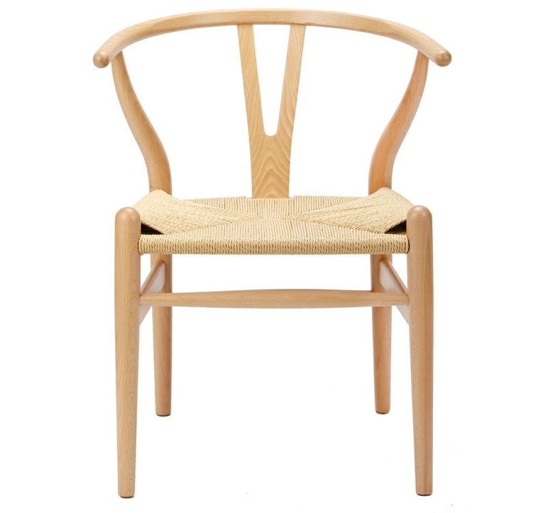 Krzesło WISHBONE natural - drewno bukowe, naturalne włókno