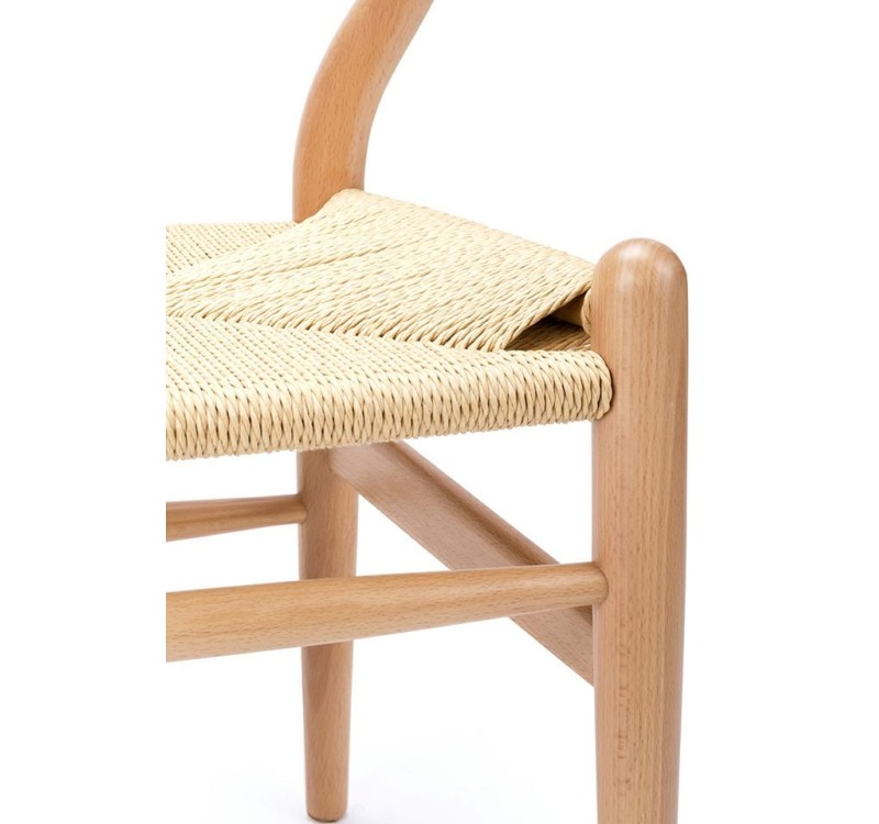 Krzesło WISHBONE natural - drewno bukowe, naturalne włókno