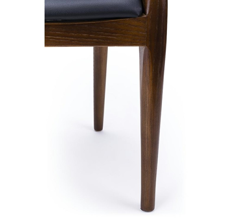 Krzesło ELBOW ciemnobrązowe - drewno jesion, ekoskóra czarna