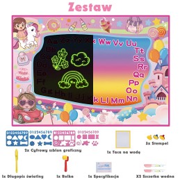 WOOPIE Mata Wodna do Malowania 2w1 XXL 100x70cm Świeci w Ciemności