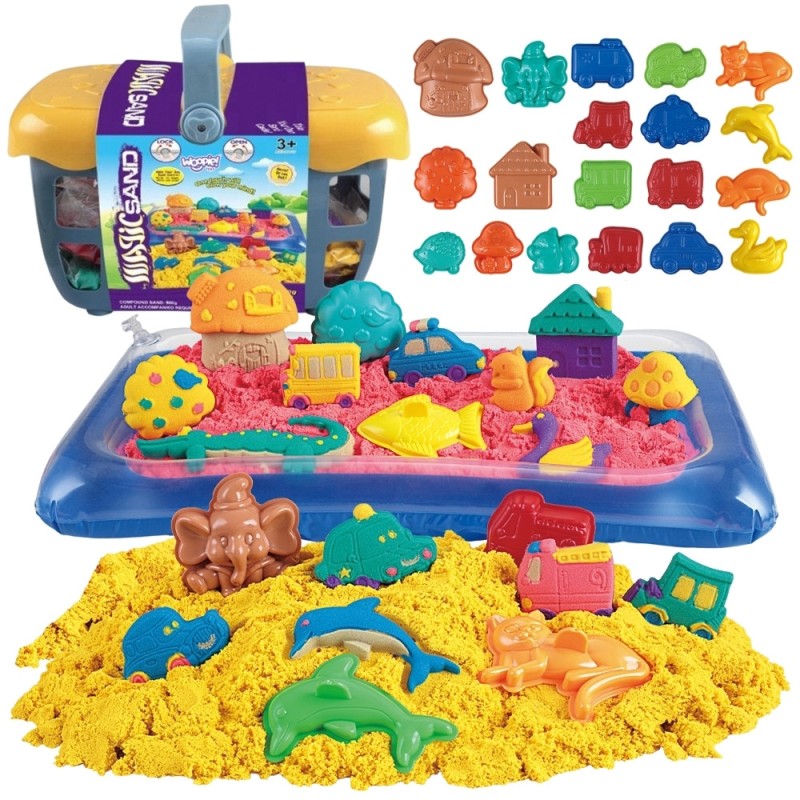WOOPIE Piasek Kinetyczny 0,8 kg Zestaw w Koszyku z Foremkami +  /