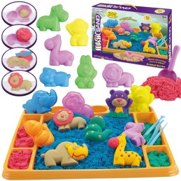 WOOPIE Piasek Kinetyczny 1,2 kg Zestaw XL ZOO Taca z Foremkami