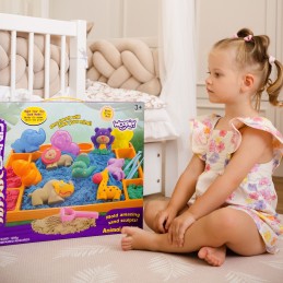 WOOPIE Piasek Kinetyczny 1,2 kg Zestaw XL ZOO Taca z Foremkami
