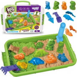 WOOPIE Piasek Kinetyczny 1,5 kg Zestaw XXL ZOO Safari Stolik z Foremkami
