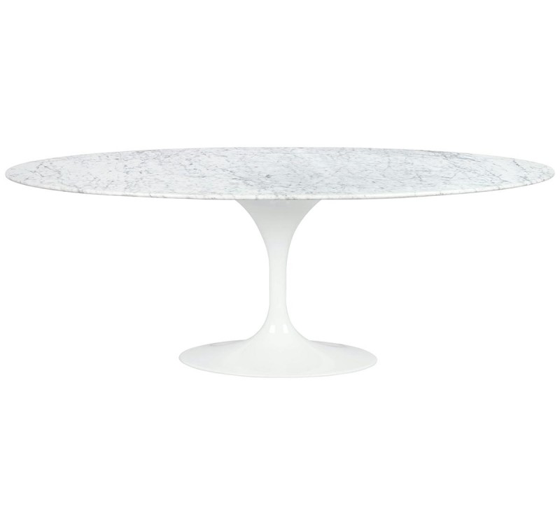 Stół TULIP ELLIPSE MARBLE CARRARA biały - blat owalny marmurowy, metal