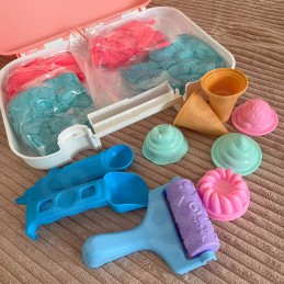 WOOPIE Zestaw Piasek Kinetyczny Lody w Walizce 1kg + Akcesoria