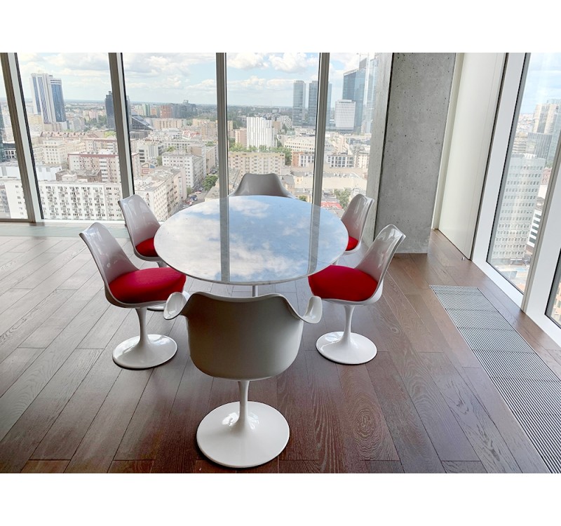 Stół TULIP ELLIPSE MARBLE CARRARA biały - blat owalny marmurowy, metal