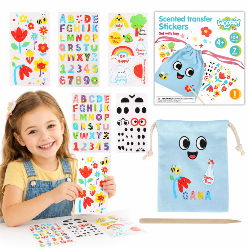 WOOPIE ART&FUN Zestaw Kreatywny Zrób Torebkę Dekorowanie Woreczka Imię Dziecka DIY