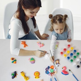 WOOPIE Zestaw Kreatywny z Farbami DIY Zrób Odlewy Gipsowe Figurki i Pomaluj - Zestaw Zwierzątka