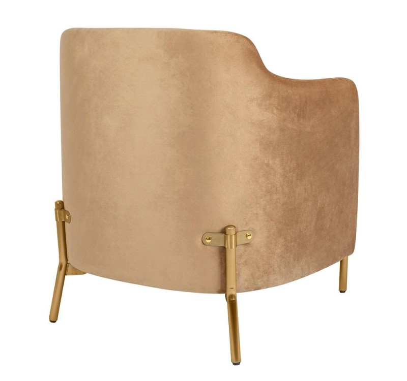 Fotel VENICE tkanina pepitka biało-brązowa - złota podstawa