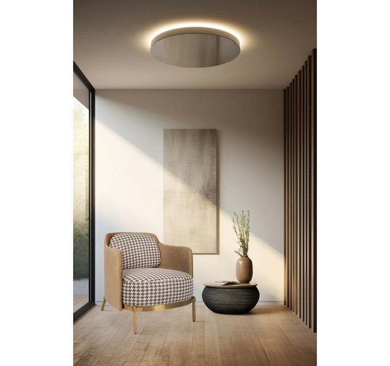 Fotel VENICE tkanina pepitka biało-brązowa - złota podstawa