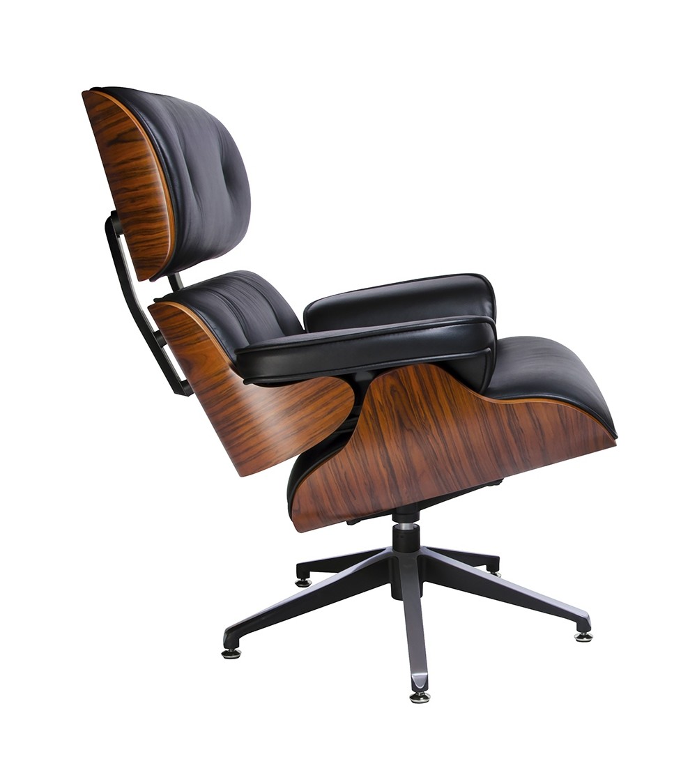 Fotel LOUNGE czarny / róża - skóra naturalna