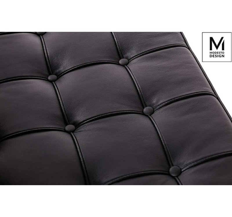 MODESTO podnóżek BARCELON czarny - ekoskóra, stal polerowana