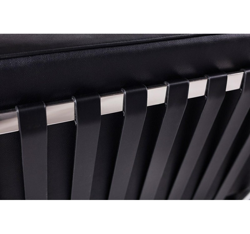 MODESTO podnóżek BARCELON czarny - ekoskóra, stal polerowana