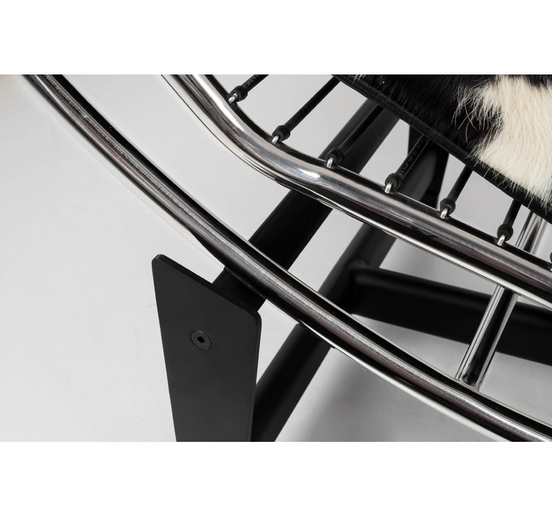 Leżanka DIVANO PONY czarno biała - skóra naturalna, chrom