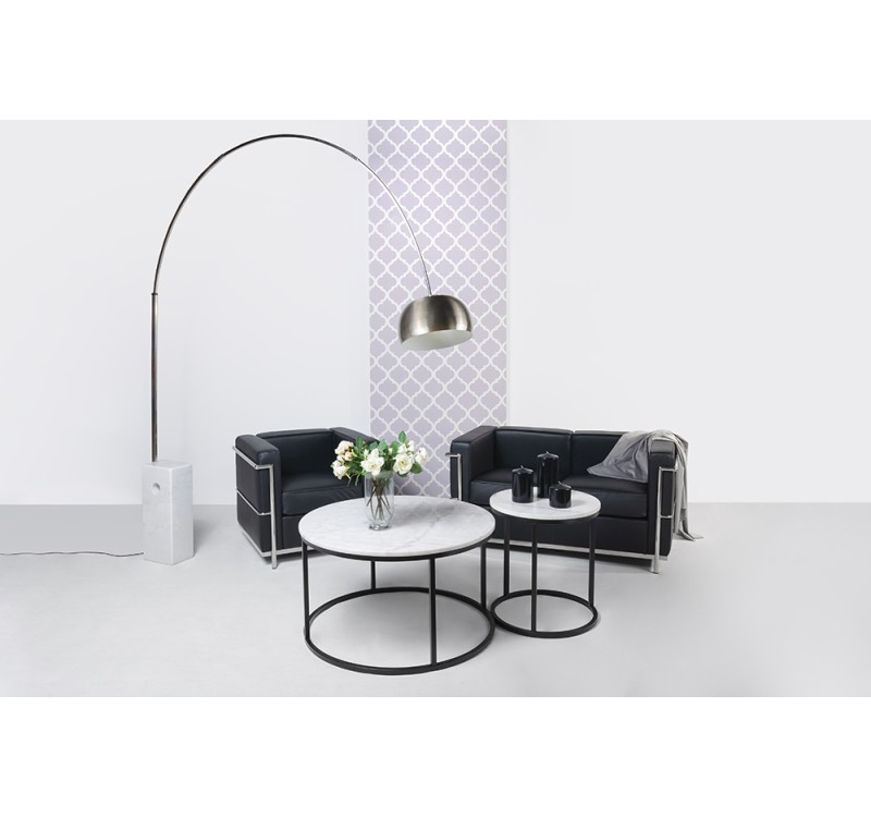 Sofa dwuosobowa SOFT LC2 czarna - włoska skóra naturalna, metal