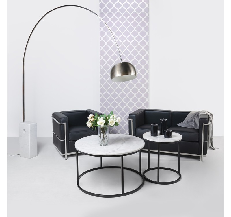 Sofa dwuosobowa SOFT LC2 czarna - włoska skóra naturalna, metal