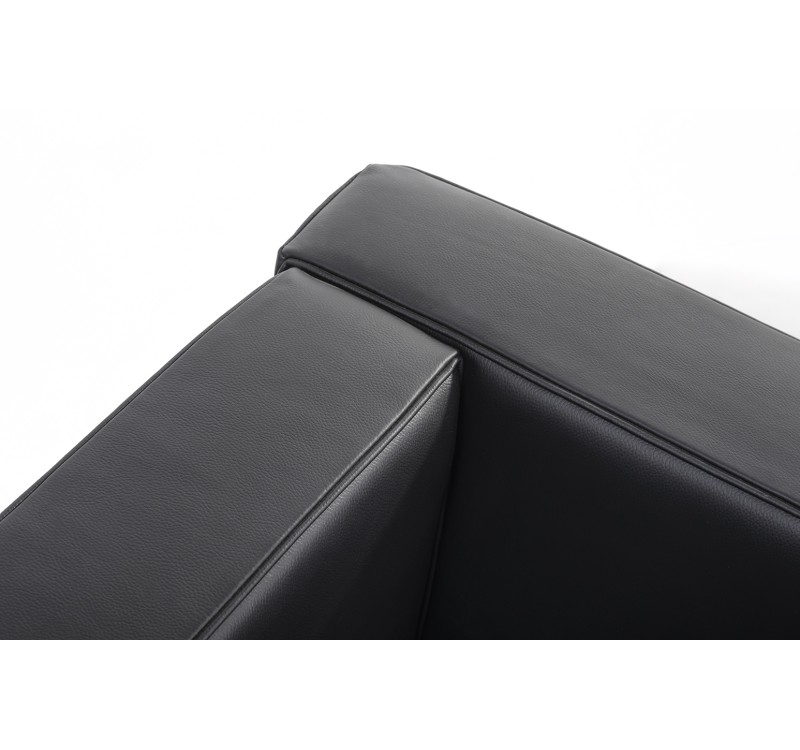 Sofa trzyosobowa SOFT LC2 czarna - włoska skóra naturalna, metal